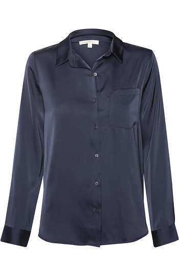 Satin Button Down Shirt Slide 1