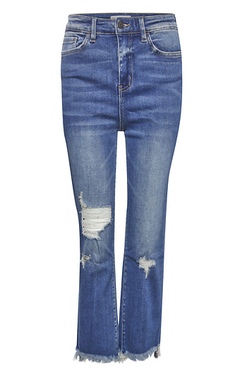 Flying Monkey High Rise Fray Hem Crop Mini Flare Slide 1
