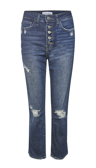 Flying Monkey High Rise Button Up Distressed Crop Straight Slide 1