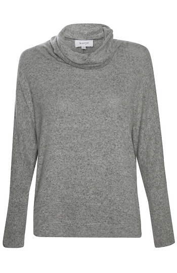 Cowl Neck Brushed Long Sleeve Top Slide 1