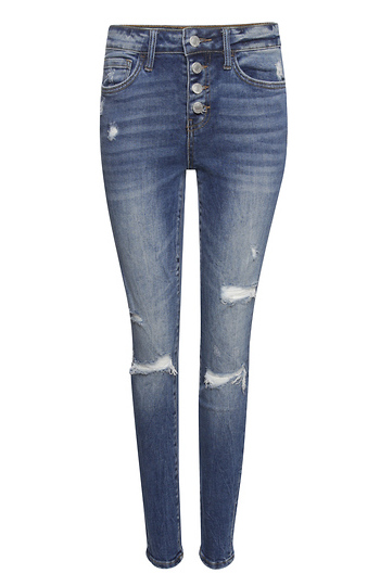 Mid Rise Distressed Denim Slide 1