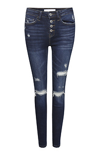 Vervet Distressed Exposed Button Fly Ankle Skinny Slide 1
