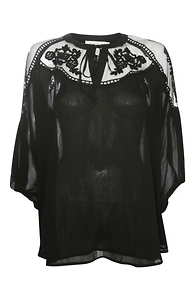 Sheer Tie-Front Peasant Top Slide 1
