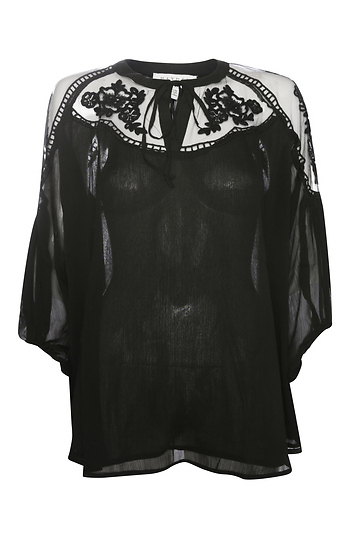 Sheer Tie-Front Peasant Top Slide 1
