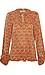 Long Sleeve Pleated Tie Neck Top Thumb 1