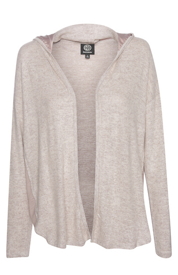 Satin Panel Hooded Cardigan Slide 1