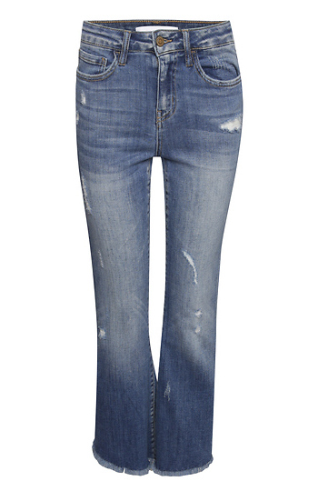 Mid Rise Crop Kick Flare with Side Slit Slide 1