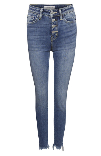 High Rise Crop with Exposed Button Fly Denim Slide 1