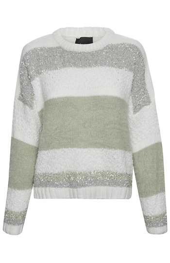 Striped Mixed Knit Sweater Slide 1