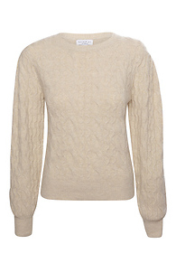 Current Air Puff Sleeve Cable Knit Sweater Slide 1