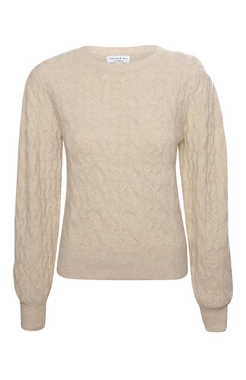 Puff Sleeve Cable Knit Sweater Slide 1