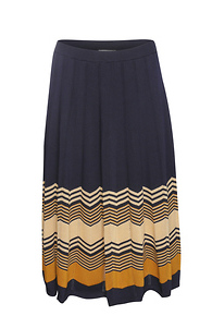 Skies are Blue Pleated Multi Striped Midi Skirt Slide 1