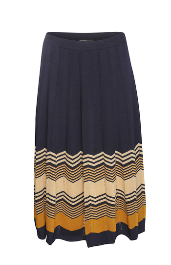 Skies are Blue Pleated Multi Striped Midi Skirt Slide 1