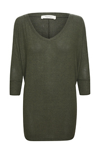 V-Neck 3/4 Sleeve Brushed Top Slide 1