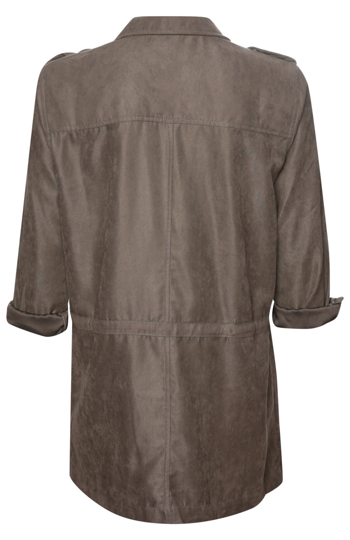 Peach Skin Long Utility Jacket in Grey DAILYLOOK