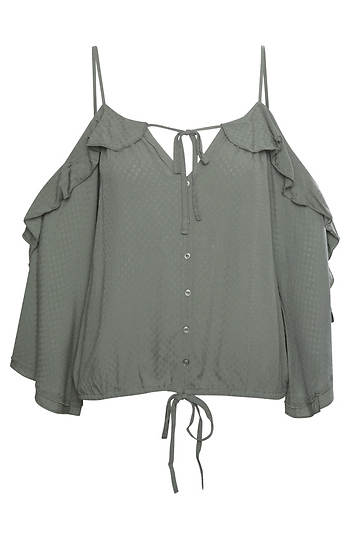 Cold Shoulder Tie Detail Top Slide 1