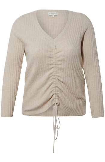 Ruched Rib Knit Sweater Slide 1