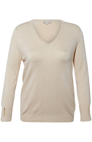 V Neck Knit Long Sleeve With Button Detail Slide 1