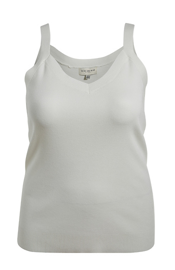 Skies Are Blue Ribbed V Neck Top Slide 1