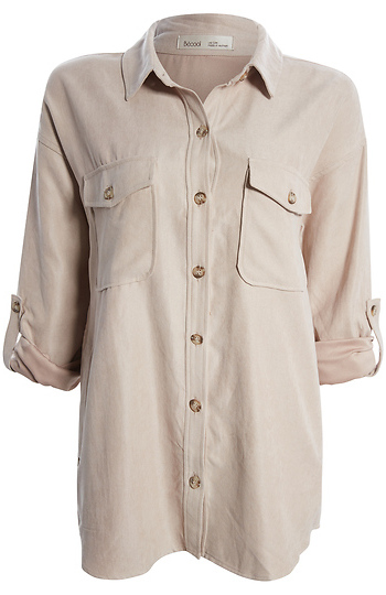 Peach Skin Button Down Shirt Slide 1