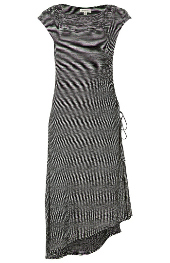 Ruched Stripe Midi Dress Slide 1