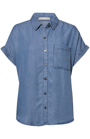 Short Sleeve Denim Button Up Slide 1
