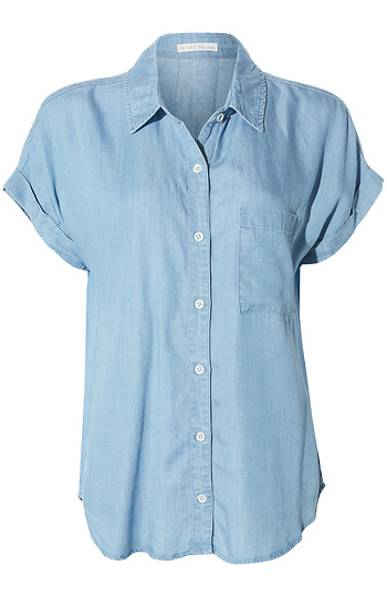 Short Sleeve Denim Button Up Slide 1