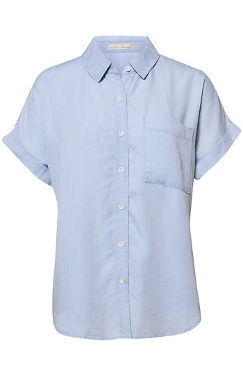 Short Sleeve Denim Button Up Slide 1