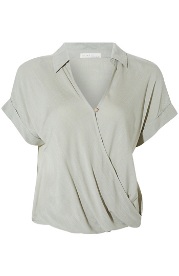 High Low Collared Surplice Top Slide 1