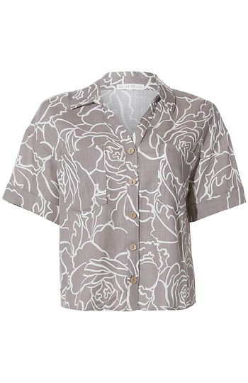Printed Short Sleeve Button Up Slide 1