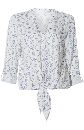 Tie Front Printed Top Slide 1