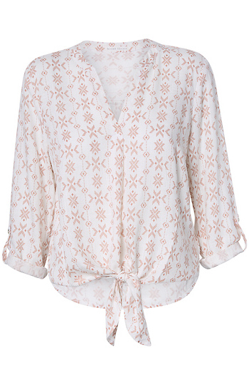 Tie Front Printed Top Slide 1