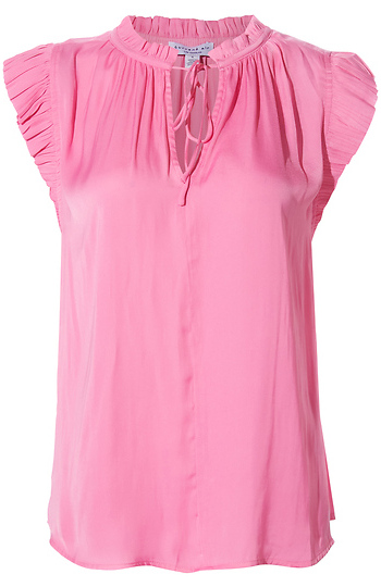 Pleated Short Sleeve Blouse Slide 1