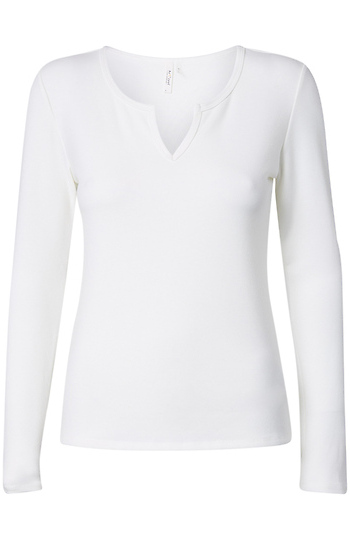 Split Neck Long Sleeve Top Slide 1