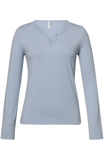 Split Neck Long Sleeve Top Slide 1