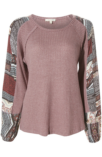 Mix Media Raglan Top Slide 1