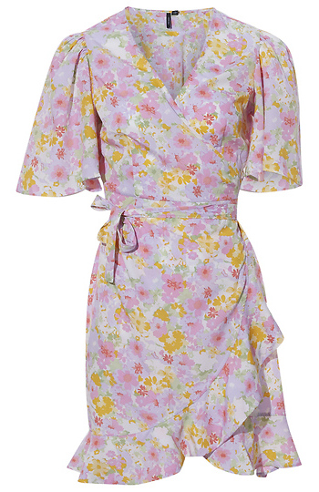 Half Sleeve Floral Wrap Dress Slide 1