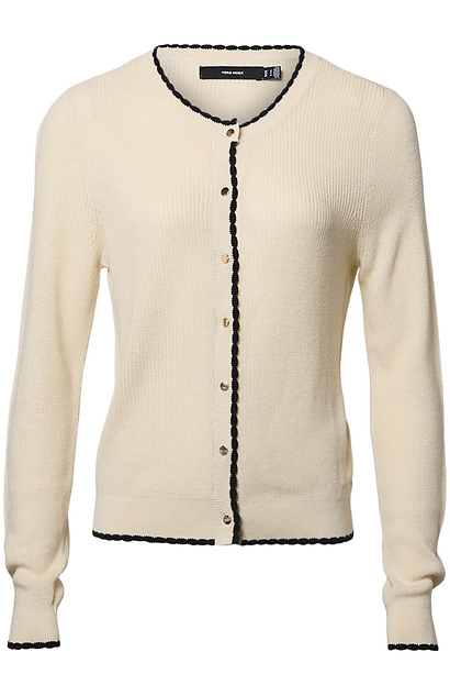 Button Front Cardigan in Cream/Black S - XL | DAILYLOOK