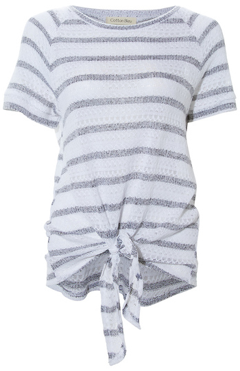 Front Tie Short Sleeve Top Slide 1
