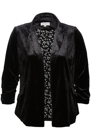 Ruched Sleeve Velvet Blazer Slide 1