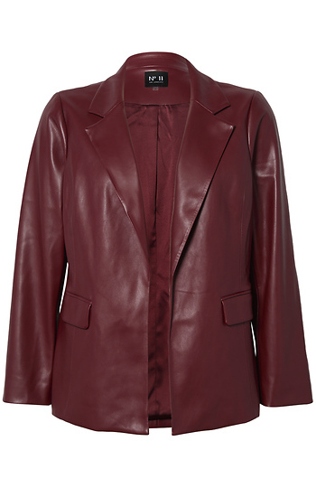 Faux Leather Open Blazer Slide 1