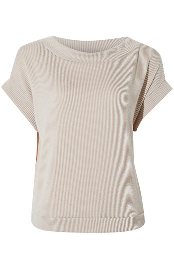 Boat Neck Textured Rib Top Slide 1