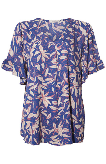 Ruffle Sleeve V Neck Top Slide 1