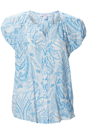 Paisley Button Front Top Slide 1
