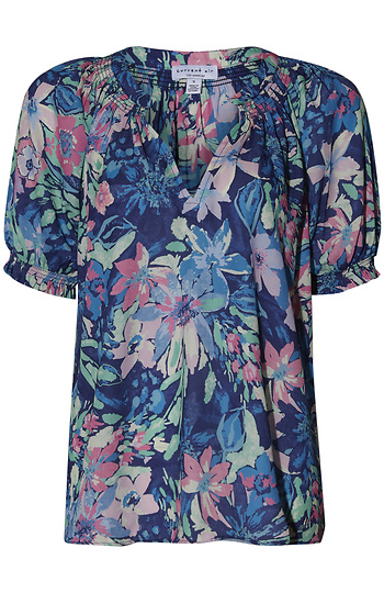 Floral Split Neck Blouse Slide 1