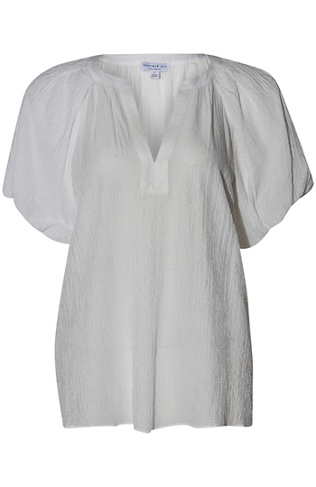 Split Neck Puff Sleeve Blouse Slide 1