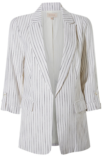 3/4 Sleeve Pinstriped Blazer Slide 1