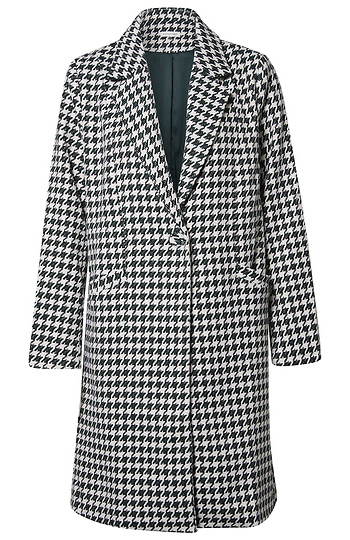 Single-Button Houndstooth Coat Slide 1