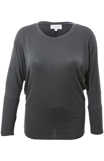 Boat Neck Long Sleeve Hacci Top Slide 1