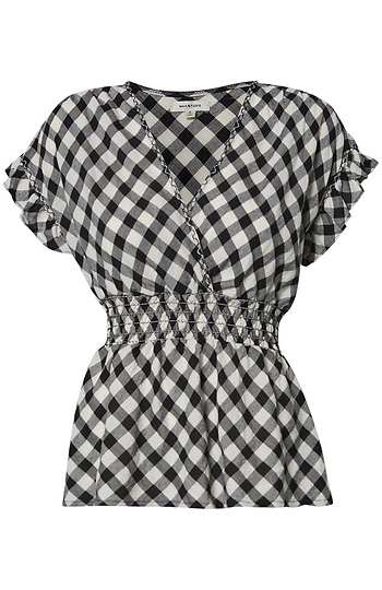 Smocked Waist Checkered Top Slide 1